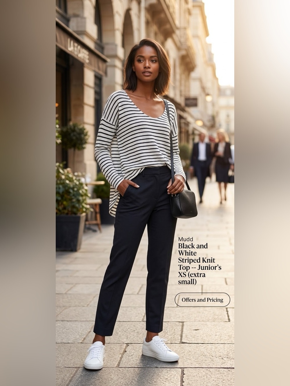 Mudd Black and White Striped Knit Top --Junior's XS (extra small)